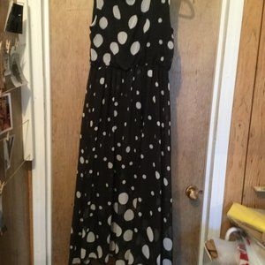 Black and with white dots maxi dress Dress pit to pit measures almost 20"